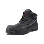 Wright-Hiker-Edge 2 | Securadeal Sturdy Black Safety Boot with Padded Collar Leather Panels and Rugged Tread on a White Background