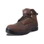 Wright-Holton Brown 2 | Securadeal Brown Leather Work Boot with Black Rugged Sole and Metal Eyelets Padded Collar Laces and Stitched Detailing