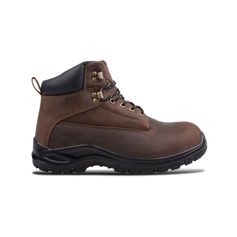 Brown Leather Hiking Boot with Ankle Support and Rugged Sole Viewed from Side