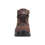 Wright-Holton Brown 5 | Securadeal Front View of Brown Wright Work Boot with Black Sole and Laces Facing the Camera