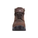 Wright-Holton Brown 5 | Securadeal Front View of Brown Wright Work Boot with Black Sole and Laces Facing the Camera