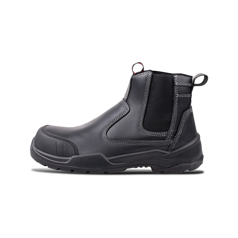 Wright-Onyx Black 3 | Securadeal Black Leather Ankle Boot with Elastic Side Panel and Rugged Tread Sole for Workwear or Outdoor Use