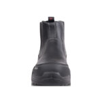 Wright-Onyx Black 5 | Securadeal Front View of a Black Leather Safety Boot with Reinforced Toe and Rugged Outsole Viewed Head on with Back Pull tab Visible