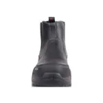 Wright-Onyx Black 5 | Securadeal Front View of a Black Leather Safety Boot with Reinforced Toe and Rugged Outsole Viewed Head on with Back Pull tab Visible