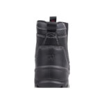 Wright-Onyx Black 6 | Securadeal Back View of a Black Leather Boot with White Stitching and a Pull Tab at the Top