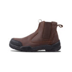 Wright-Onyx Brown 3 | Securadeal Brown Leather Ankle Boot with Black Reinforced Toe Cap and Chunky Tread Sole Features Elastic Side Panel and Pull Tabs for Easy Wear
