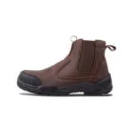 Wright-Onyx Brown 3 | Securadeal Brown Leather Ankle Boot with Black Reinforced Toe Cap and Chunky Tread Sole Features Elastic Side Panel and Pull Tabs for Easy Wear
