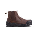 Wright-Onyx Brown 4 | Securadeal Brown Leather Ankle Boot with Elastic Side Panel and a Chunky Black Sole workgear Boot