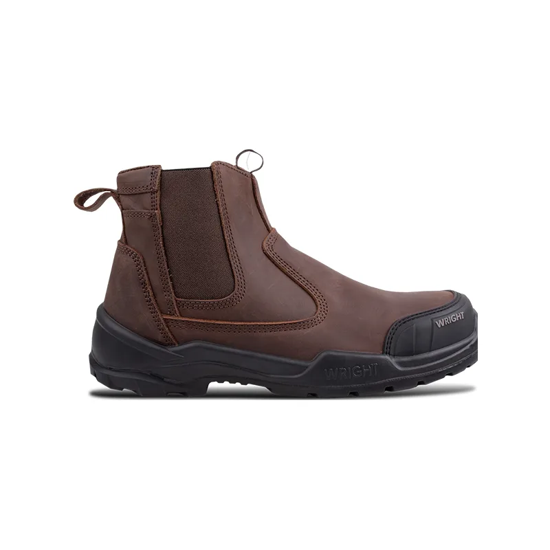 Brown Leather Ankle Boot with Elastic Side Panel and a Chunky Black Sole workgear Boot