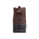 Wright-Onyx Brown 6 | Securadeal Brown Leather Ankle Boot Shown from the Back with a Black Sole and a Small W Logo on the Heel Area