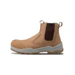Wright-Onyx Tan 3 | Securadeal Tan Chelsea style Ankle Boot with Black Elastic Side Panel and Thick Gray Outsole Shown in Profile
