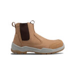 Wright-Onyx Tan 4 | Securadeal Tan Chelsea style Boot with a Black Elastic Side Panel and Chunky Light gray Sole Wright Branding on the Toe Edge