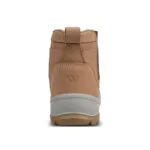 Wright-Onyx Tan 6 | Securadeal Back View of Tan Leather Boot with Gray Sole and Reinforced Heel Detail Brand Embossed on Heel