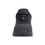 Wright-PU Tek Sneaker 5 | Securadeal Front View of a Dark Gray Athletic Sneaker with Laces and a Dotted Knit Upper