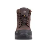 Wright-Sierra Brown 5 | Securadeal Front View of a Brown Wright Hiking Boot with a Black Reinforced Toe Cap and Laces