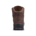 Wright-Sierra Brown 6 | Securadeal Back View of a Brown Leather Boot with Padded Collar Visible Stitching and a Black Rugged Sole