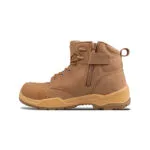 Wright-Voyager Tan 2 | Securadeal Tan Work Boot with Lace up Front Side Zipper and Pull Tab on the Back Set on a Beige Rugged Sole
