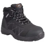 1 | Securadeal Black Hiking Boot with Gray Stitching and Chunky Tread Laced Up for Outdoor Use model Blaze