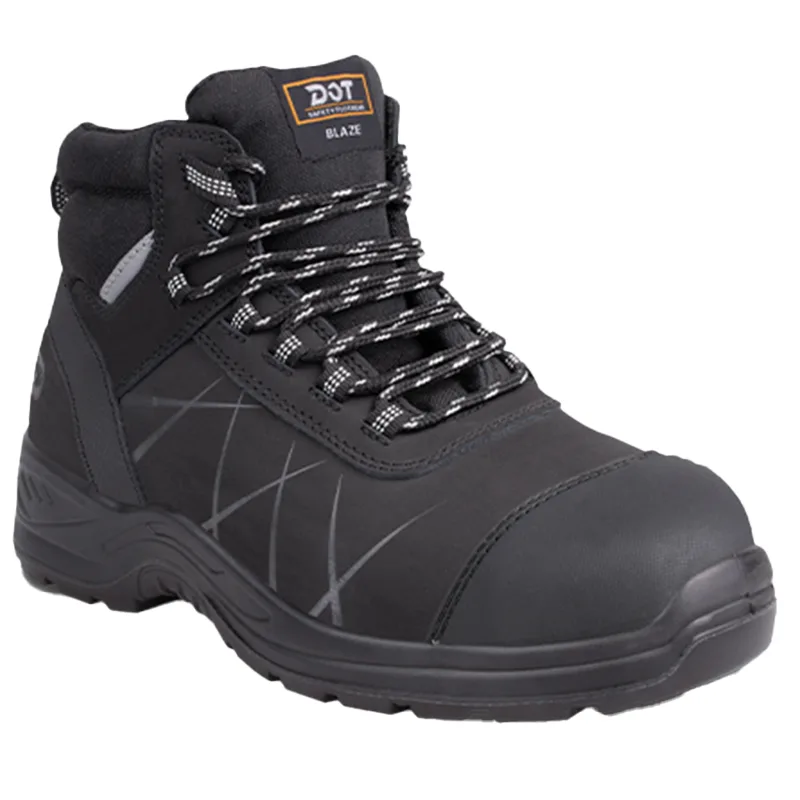 1 | Securadeal Black Hiking Boot with Gray Stitching and Chunky Tread Laced Up for Outdoor Use model Blaze
