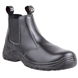 1 | Securadeal Black Leather Chelsea style Work Boot with Elastic Side Panels and Pull Tabs on the Front and Back