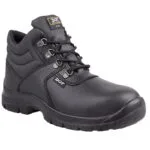 1 | Securadeal Black Leather Safety Boot with Metal Eyelets Padded Collar and Rugged Tread for Industrial Work Environments