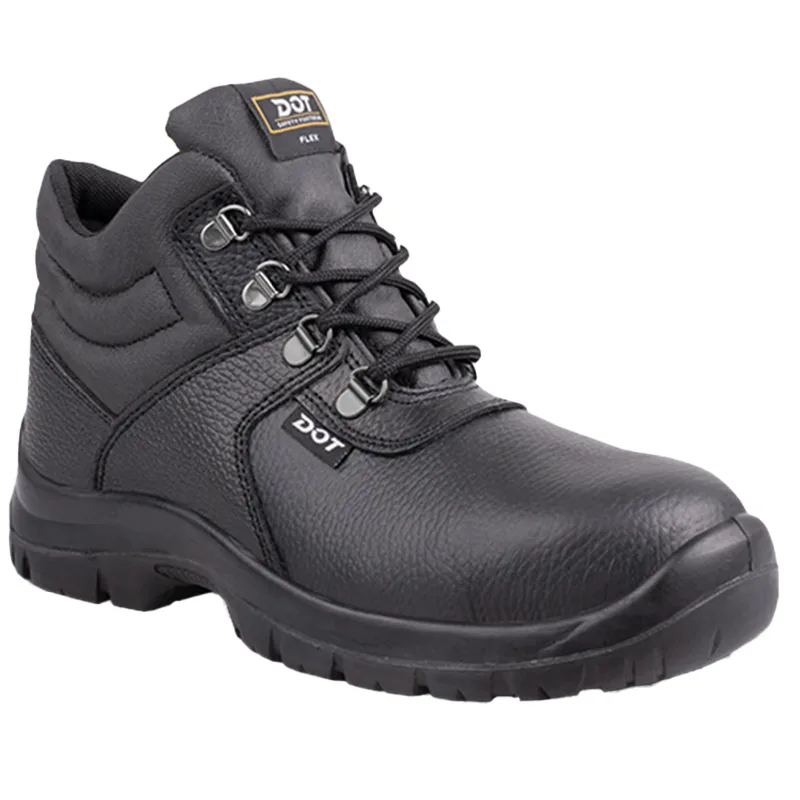 1 | Securadeal Black Leather Safety Boot with Metal Eyelets Padded Collar and Rugged Tread for Industrial Work Environments