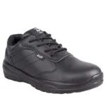 Black Leather Lace up Work Shoe with Padded Collar and Rugged Sole