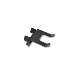 Black metal mounting clip with a U-shaped fork and two side tabs.