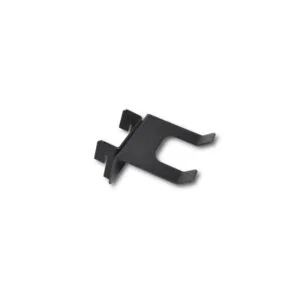 Black metal mounting clip with a U-shaped fork and two side tabs.