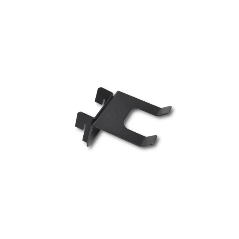 Black metal mounting clip with a U-shaped fork and two side tabs.