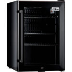 1 | Securadeal Black Compact Mini Fridge with Shelves and a Small Lock on the Bottom Open Door Showing Three Wire Racks