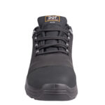 Front View of a Black Safety Boot with Laces Labeled Dot Blaze on the Tongue