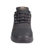 Front View of a Black Safety Boot with Laces Labeled Dot Blaze on the Tongue