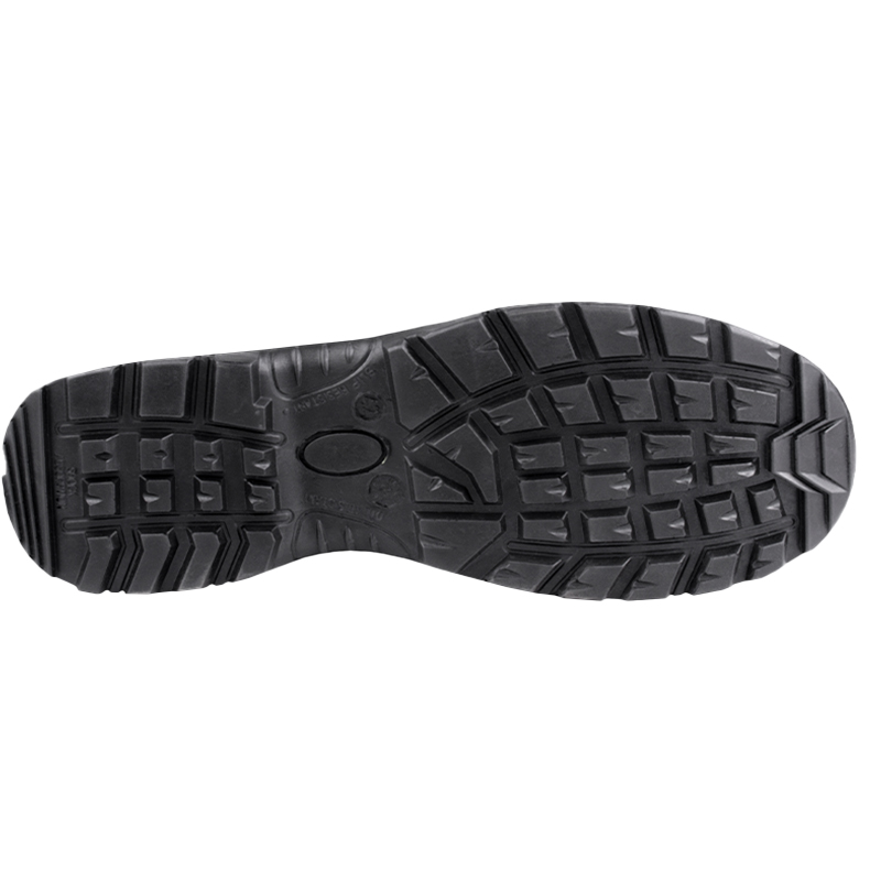 2 | Securadeal Black Rubber Shoe Sole with Deep Lug Tread Pattern Likely for Traction on Outdoor Surfaces at an Angle View