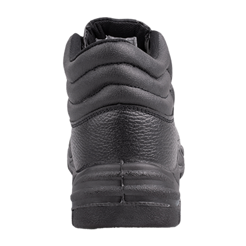 2 | Securadeal Black Leather Ankle Boot Viewed from the Back Showing a Padded Collar and Chunky Sole
