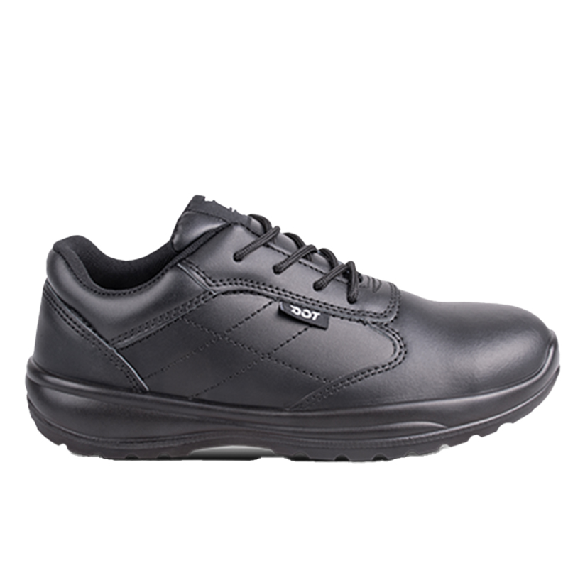 2 | Securadeal Black Leather Lace up Work Shoe with a Padded Collar and Cushioned Sole Side Tag Reads Dot