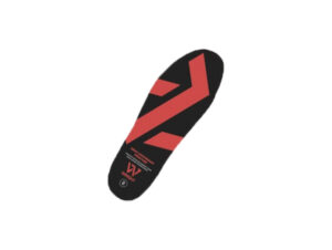 2 | Securadeal Black insole with red zigzag chevron design and small white branding text on the heel area