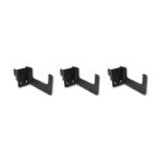 2 | Securadeal Three Black Metal L shaped Shelf Brackets with Mounting Plates and Screw Holes Arranged in a Row on a White Background