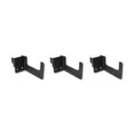 2 | Securadeal Three Black Metal L shaped Shelf Brackets with Mounting Plates and Screw Holes Arranged in a Row on a White Background