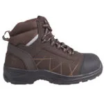 3 | Securadeal Brown Mid cut Hiking Boot with Reinforced Toe Cap Rugged Black Sole and Laced Upper side View