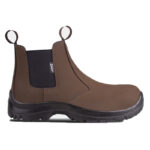 3 | Securadeal Brown Ankle Boot with Black Elastic Side Panel and Rugged Treaded Sole Pull Tabs at Front and Back