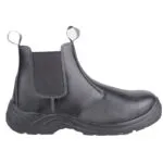 3 | Securadeal Black Leather Work Boot with Elastic Side Panels and Rugged Tread Sole Chelsea style Safety Boot