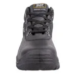 Front View of a Gray Dot Mercury Ultra Safety Boot with Black Laces Showing Reinforced Toe and Treaded Sole