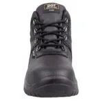 3 | Securadeal Black Work Boot Viewed from the Front Showing Laced Upper Metal Eyelets and Rugged Sole for Safety Footwear
