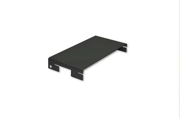 Black Metal Under Desk Mounting Shelf with Side Brackets and a Flat Platform Keyboard Tray Support