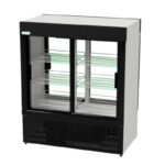 3 | Securadeal Glass front Refrigerated Display Case with Two Sliding Doors and Multiple Wire Shelves Inside