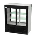 3 | Securadeal Glass front Refrigerated Display Case with Two Sliding Doors and Multiple Wire Shelves Inside