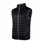 39668967-3631-45e8-83ce-1d6f42ca955f | Securadeal Black Quilted Sleeveless Puffer Vest with Front Zipper and Light Gray Trim Around Edges