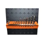 4 | Securadeal Twist Drill Bits Organized by Size in an Orange Rack Mounted on a Pegboard Wall in a Workshop Setting I Guess