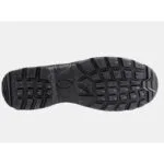 Bottom View of a Black Rubber Shoe Sole with Rugged Tread for Traction